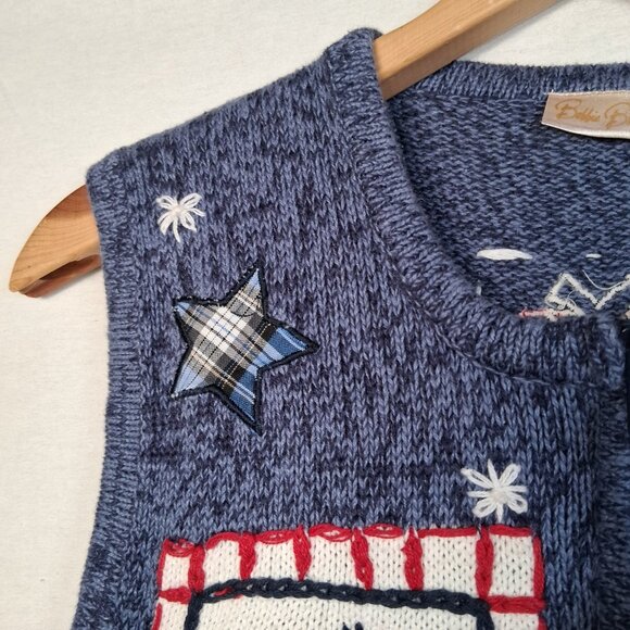 Vintage Bobbie Brooks Christmas Sweater Vest Small Santa Claus Sleigh Snow READ - Picture 11 of 11